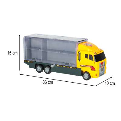 Transporter truck TIR launcher + metal cars construction machinery