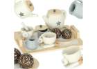 Afternoon tea set of dishes for kids wooden tray cups 1
