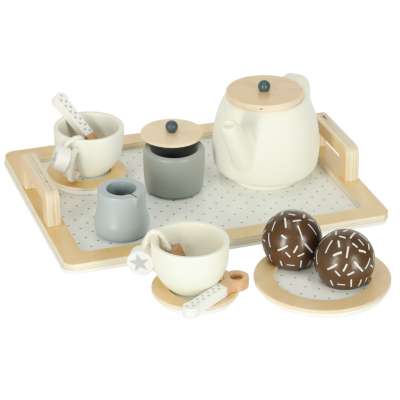 Afternoon tea set of dishes for kids wooden tray cups