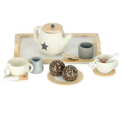 Afternoon tea set of dishes for kids wooden tray cups