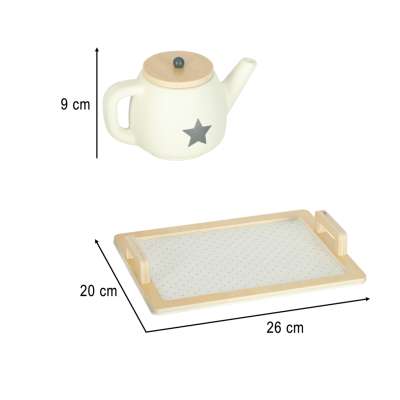 Afternoon tea set of dishes for kids wooden tray cups