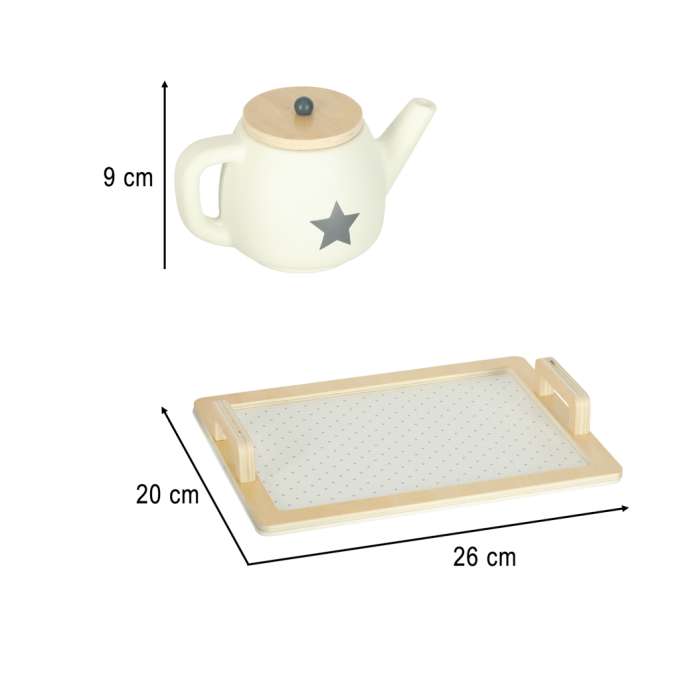 Afternoon tea set of dishes for kids wooden tray cups