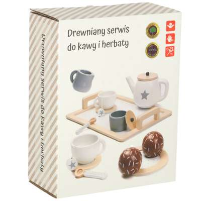 Afternoon tea set of dishes for kids wooden tray cups