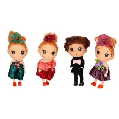 Doll house doll 3 girls + 1 boy set of 4pcs. 12cm