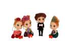 Doll house doll 3 girls + 1 boy set of 4pcs. 12cm 3