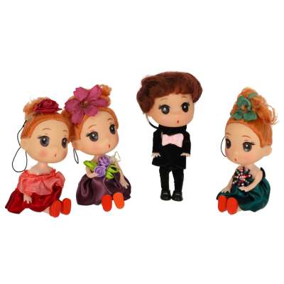 Doll house doll 3 girls + 1 boy set of 4pcs. 12cm