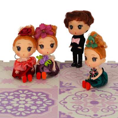 Doll house doll 3 girls + 1 boy set of 4pcs. 12cm