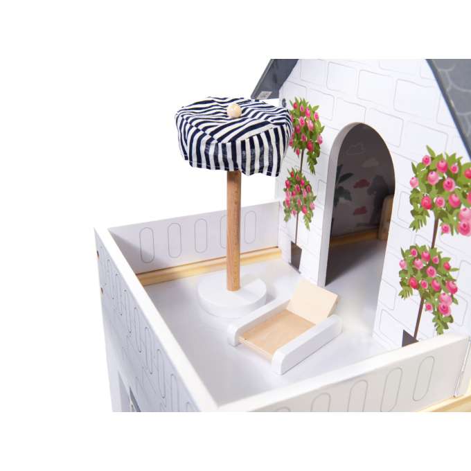 Domek dla lalek MDF drewniany z akcesoriami LED 78cm czarny