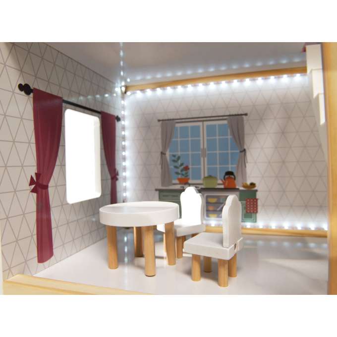 Domek dla lalek MDF drewniany z akcesoriami LED 78cm czarny