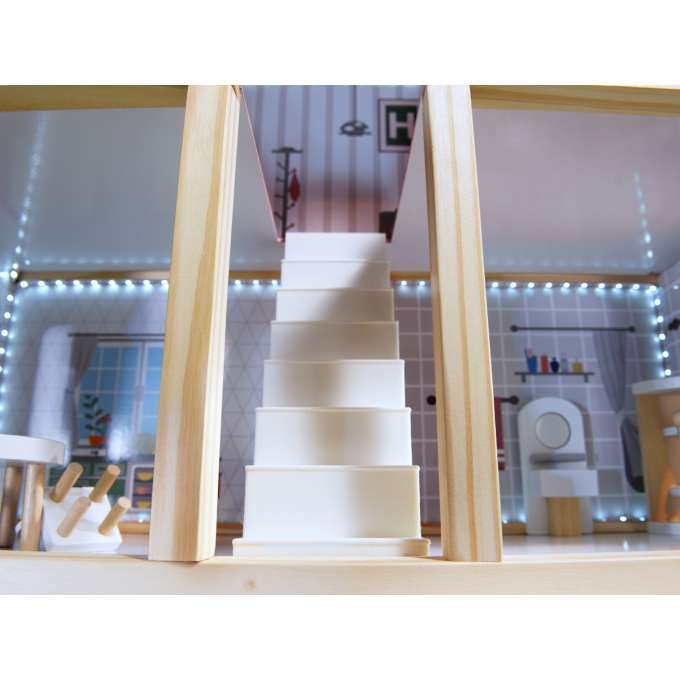 Domek dla lalek MDF drewniany z akcesoriami LED 78cm czarny