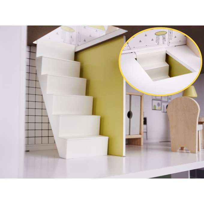 Domek dla lalek MDF z akcesoriami 70cm LED szary