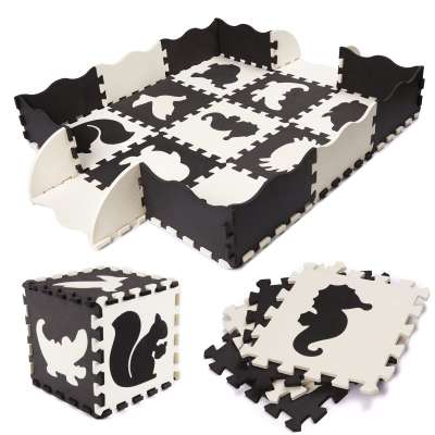 Foam puzzle mat for kids 25el. black and white