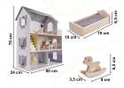 MDF dollhouse with accessories 70cm LED grey 16