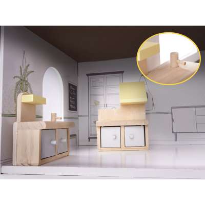 MDF dollhouse with accessories 70cm LED grey