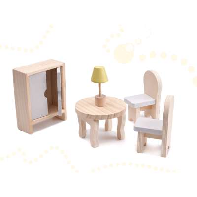 MDF dollhouse with accessories 70cm LED grey