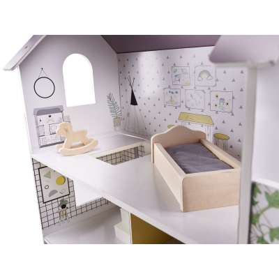 MDF dollhouse with accessories 70cm LED grey