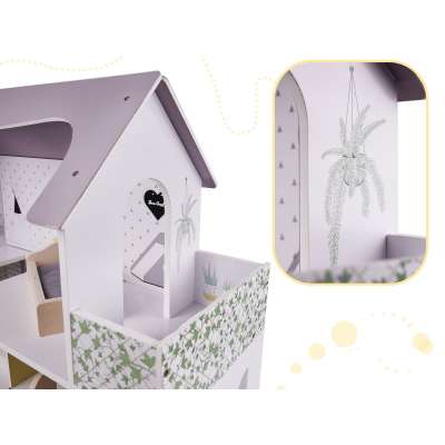 MDF dollhouse with accessories 70cm LED grey