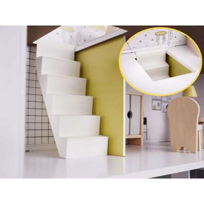 MDF dollhouse with accessories 70cm LED grey