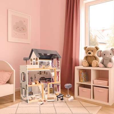 MDF wooden dollhouse furniture 78cm black LED