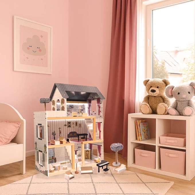 MDF wooden dollhouse furniture 78cm black LED