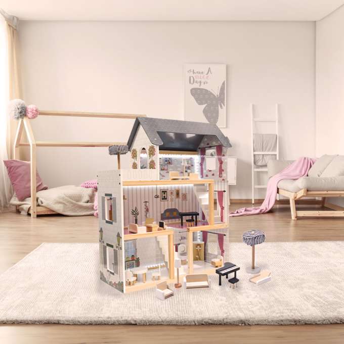 MDF wooden dollhouse furniture 78cm black LED