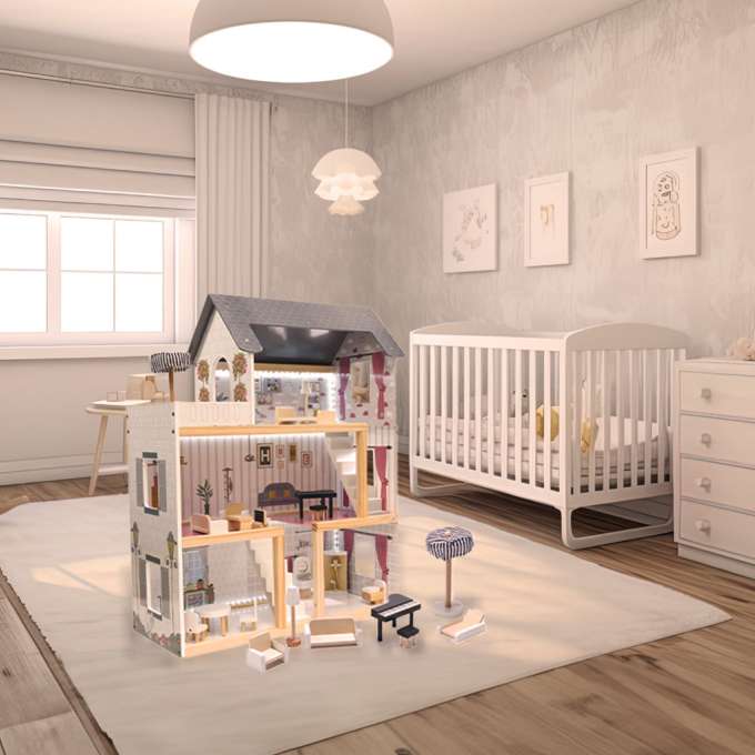 MDF wooden dollhouse furniture 78cm black LED