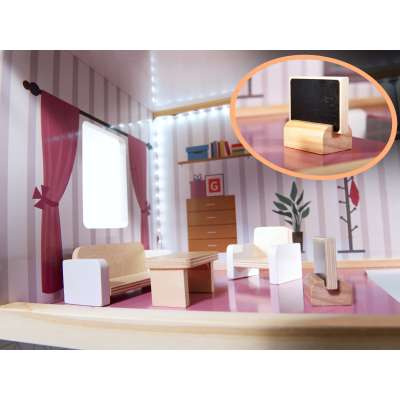 MDF wooden dollhouse with LED accessories 78cm black
