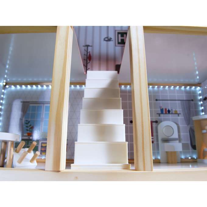 MDF wooden dollhouse with LED accessories 78cm black
