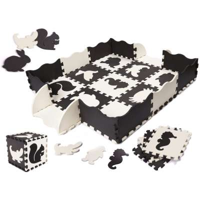 Puzzle piankowe mata dla dzieci 25el. czarno-białe