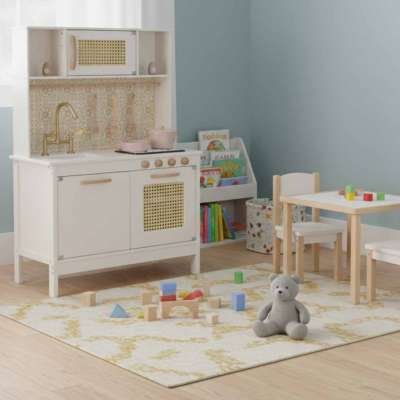 Wooden kitchen for kids mdf retro with accessories boho 100cm