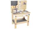 Wooden table tool work bench for children with tools DIY set handyman 9