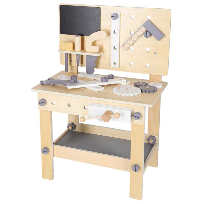 Wooden table tool work bench for children with tools DIY set handyman