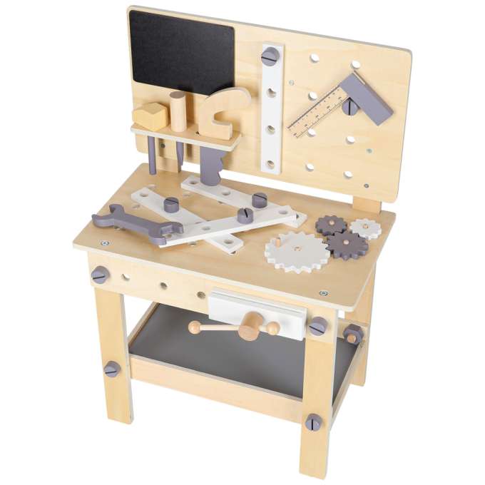 Wooden table tool work bench for children with tools DIY set handyman