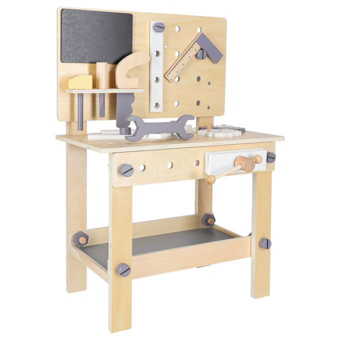 Wooden table tool work bench for children with tools DIY set handyman