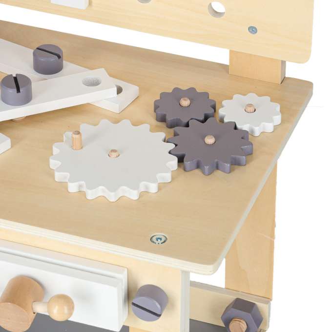Wooden table tool work bench for children with tools DIY set handyman