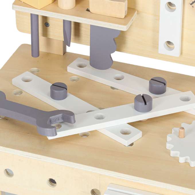 Wooden table tool work bench for children with tools DIY set handyman