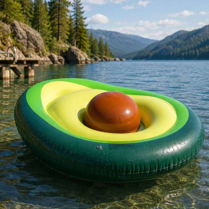 Avocado inflatable swimming mattress with ball seed 150x115 cm XL