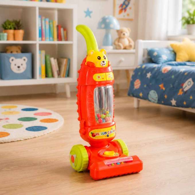 Cordless upright vacuum cleaner for kids interactive with sound raspberry