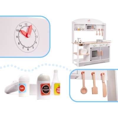 Toy wooden kitchen for children mdf modern classic accessories 82cm grey