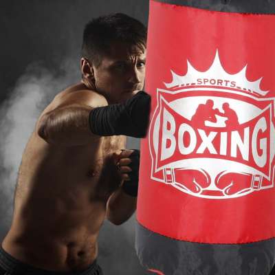 Punch bag and gloves boxing set
