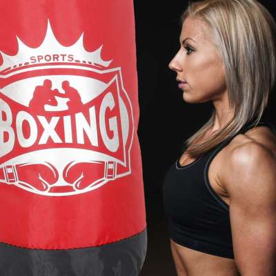Punch bag and gloves boxing set