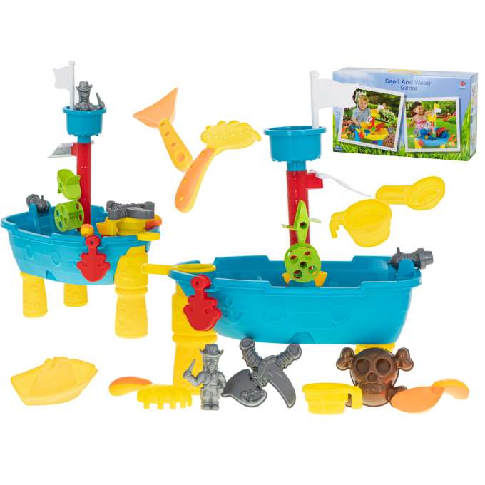 Water table sandbox pirate ship + accessories 25el.