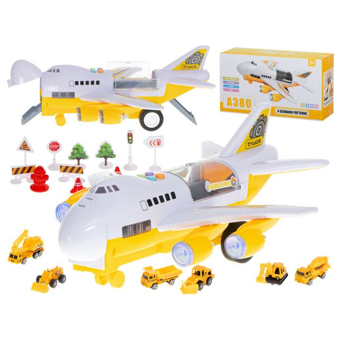 Aircraft transporter with construction cars side/front