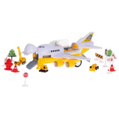 Aircraft transporter with construction cars side/front