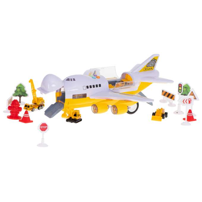 Aircraft transporter with construction cars side/front