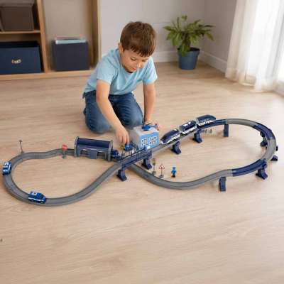 Electric train train police cars 92 elements ~300cm