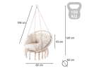 Huśtawka LUARO fotel bocianie gniazdo z poduszką ecru 80cm 150kg 6