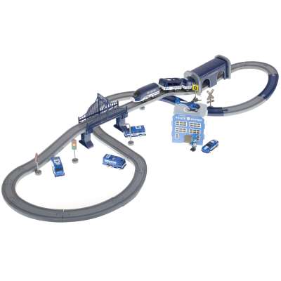 Kolejka elektryczna pociąg policja autka 92 elementy ~300cm 