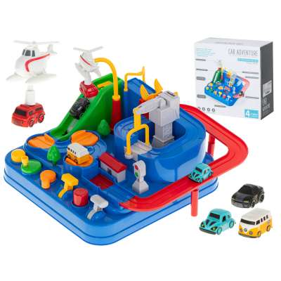 Obstacle course interactive parking lot racing 4 cars