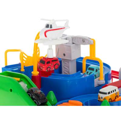 Obstacle course interactive parking lot racing 4 cars